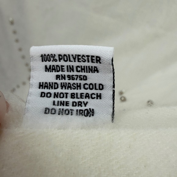 Womens Cream Fringed Scarf Silver Rhinestone Embellishments Soft Shawl Boho Glam - Picture 10 of 12